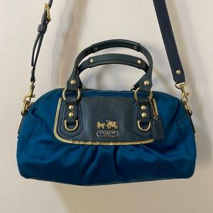 Coach Amanda Satin Teal Satchel Bag